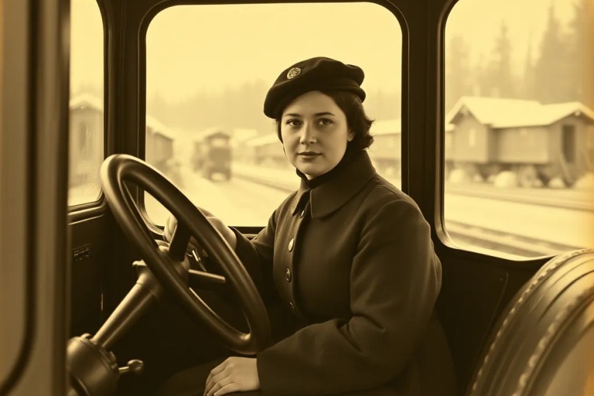 На Горьковской железнодорожной лагере первой женщиной-водителем стала Анастасия Нагорная.