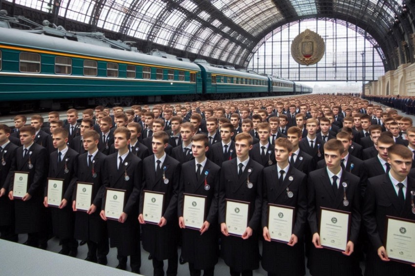 На Горьковском шоссе прошла церемония вручения свидетельств о высшем образовании будущим работникам железной дороги.