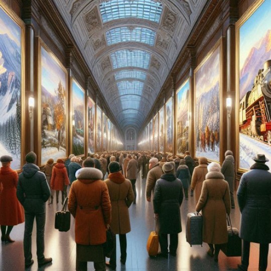 На вокзале Новоалтайска для путешественников начала работу свежая экспозиция произведений искусства.