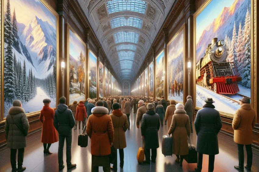 На вокзале Новоалтайска для путешественников начала работу свежая экспозиция произведений искусства.