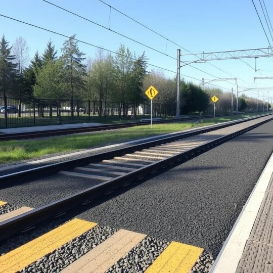 На железнодорожной линии в Красноярске впервые использовали метод укладки резиновой крошки на пешеходных переходах.