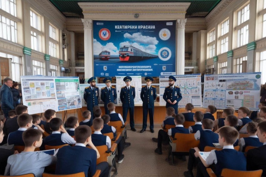 Персонал Железной дороги Забайкалья организовал для учащихся презентацию экспозиции плакатов и викторину на центральном железнодорожном станции Читы.