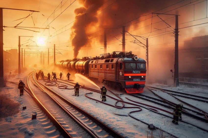 Пожарные составы Красноярской железной дороги функционируют в условиях усиленной готовности.