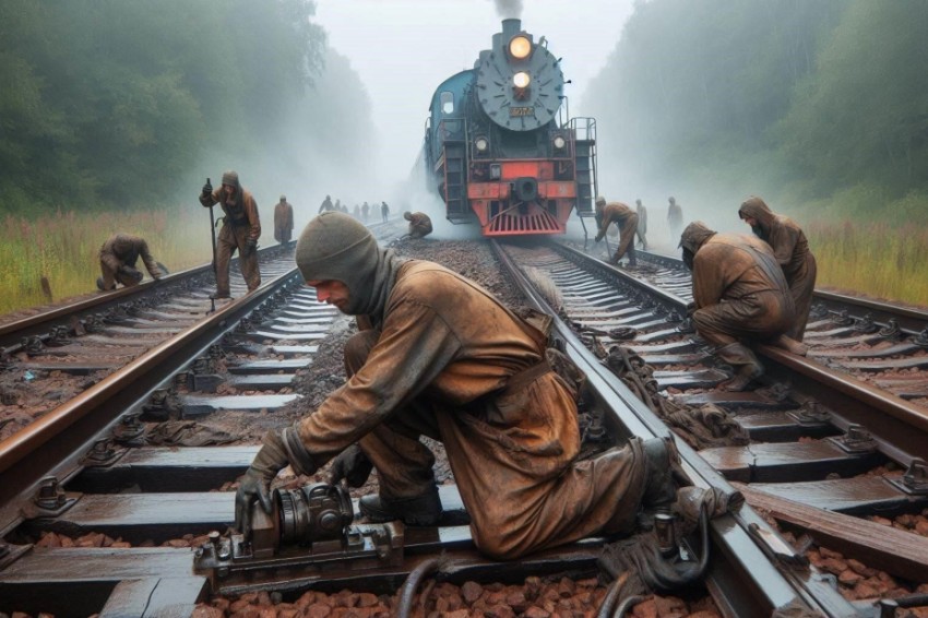 Работники железной дороги осуществляют основной ремонт железнодорожного участка между Судимиром и Паликами в Брянском регионе.