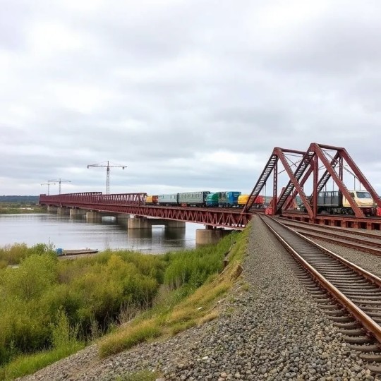 Работы на железнодорожном мосту через Преголю в Калининграде были успешно завершены строителями.