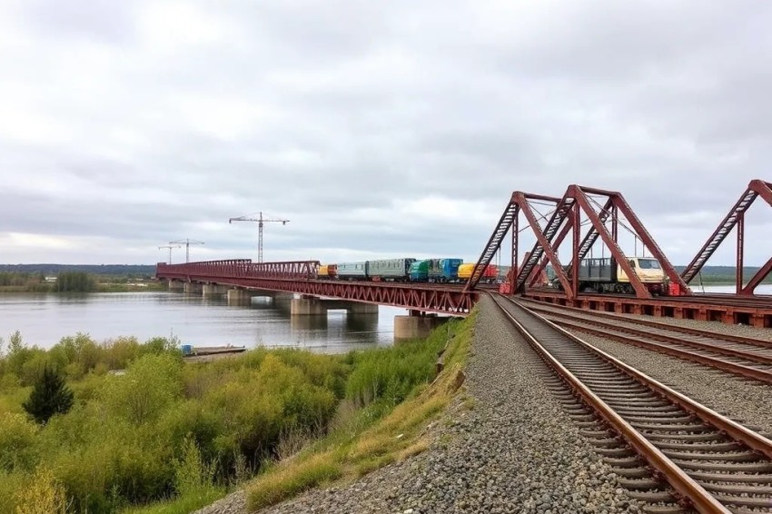 Работы на железнодорожном мосту через Преголю в Калининграде были успешно завершены строителями.