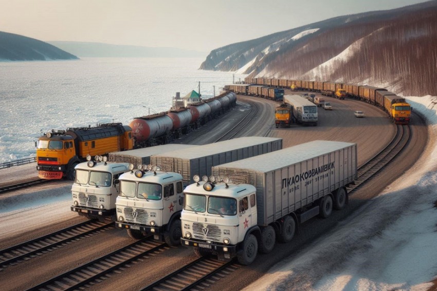 С автовокзала Краснокаменска, расположенного на территории Забайкальской железнодорожной сети, впервые были отправлены грузовые автомобили.