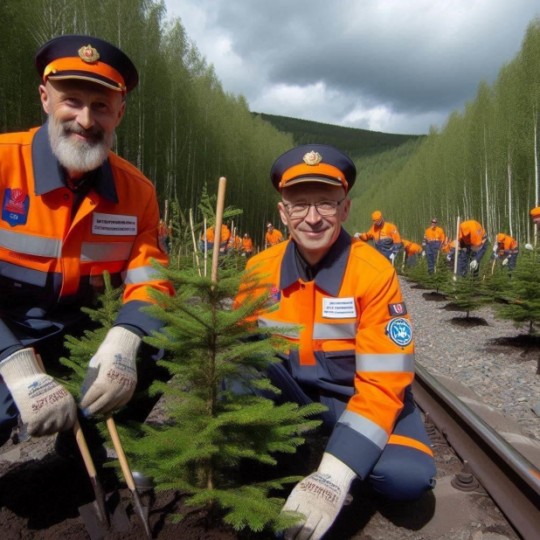 Сотрудники Западно-Сибирской железнодорожной компании посадили примерно 1 тысячу деревьев в Кузбассе в контексте инициативы «Сад памяти»