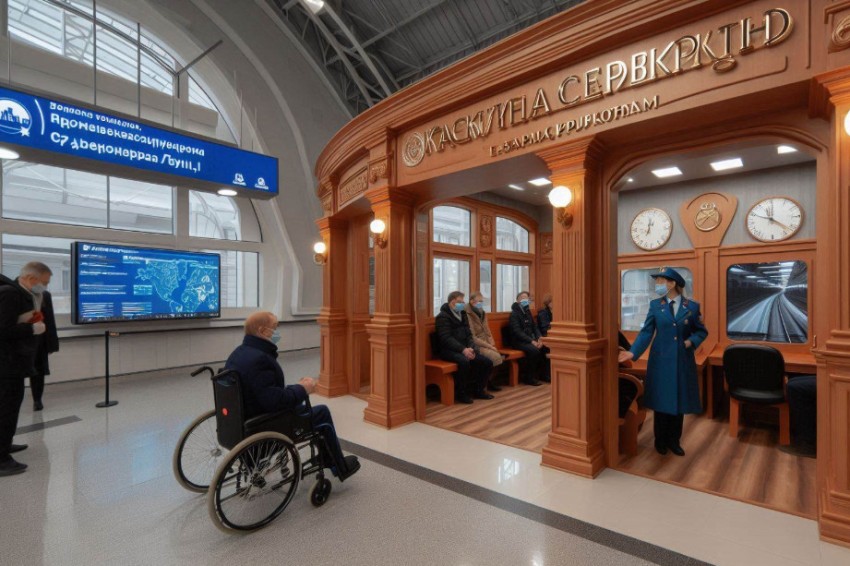 Специфическое помещение для пассажиров с ограниченными возможностями было впервые открыто на вокзале станции Енисей, расположенной на Красноярской железнодорожной линии.