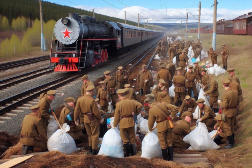 Субботник, организованный в честь 80-летия Победы в Великой Отечественной войне, состоялся на Восточно-Сибирской железнодорожной магистрали.