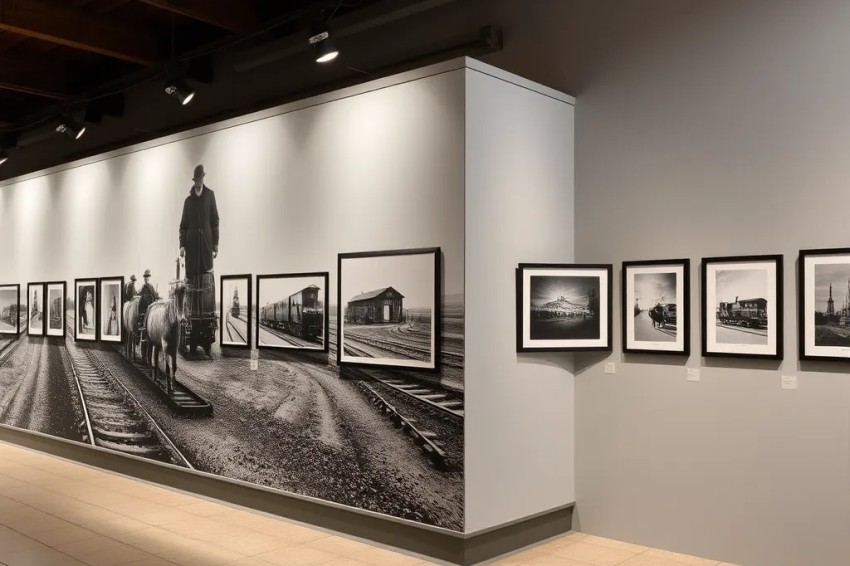 В помещении железнодорожного станции Новочеркасска проходит экспозиция исторического фотоискусства.