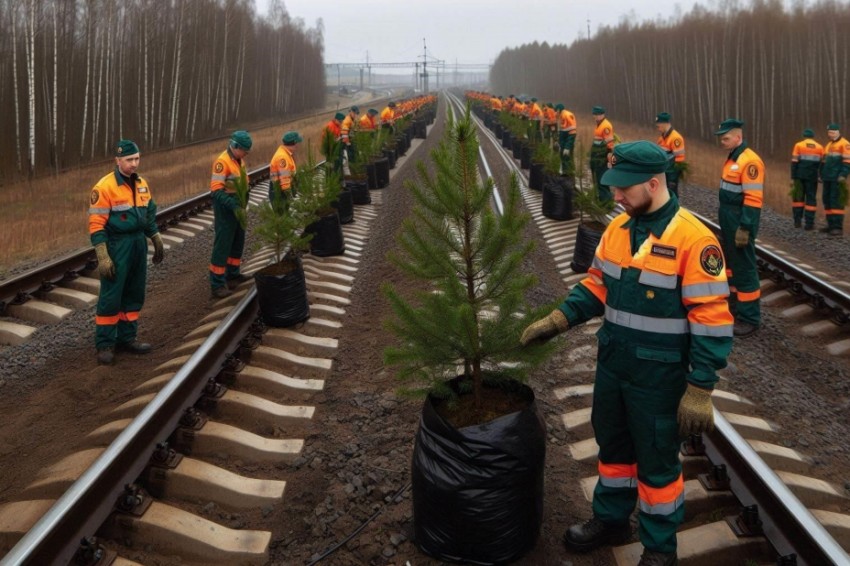 В рамках экологических инициатив, железнодорожники из Свердловска посадили около 20 тысяч деревьев.