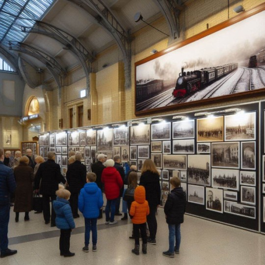 В Смоленске на железнодорожной станции проходит фотоэкспозиция, посвященная истории Московской железной дороги.