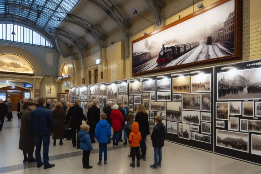 В Смоленске на железнодорожной станции проходит фотоэкспозиция, посвященная истории Московской железной дороги.