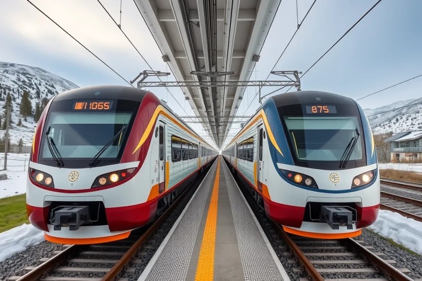 Во время новогодних торжеств, туристический поезд 